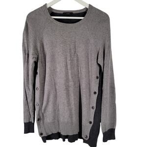 J Crew Wool Blend Sweater Side Button Sz Medium‎ Gray